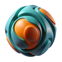 3d abstract orange and teal sphere isolated on transparent background