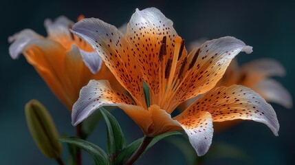 Vibrant orange lilies in full bloom showcasing intricate details against a soft-focus background
