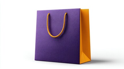 Vibrant purple and orange shopping bag on a clean white background, ideal for retail use