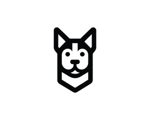 Obraz premium Stylized black and white husky dog head icon
