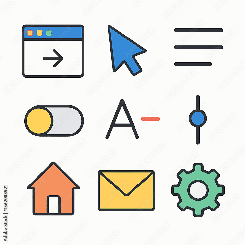 Fototapete Vector icons set representing computer and user interface elements for web design