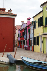 Colorful facades of Burano town, Venetian Lagoon, Italy