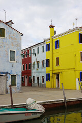 Colorful facades of Burano town, Venetian Lagoon, Italy
