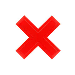 Fototapeta premium Bold Red 'X' Symbol Against White Background, Conveying Rejection, Cancellation, and Clear Negation