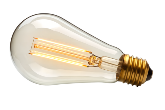 Bright energy-saving light bulb isolated on a white background, symbolizing innovation and electrical power