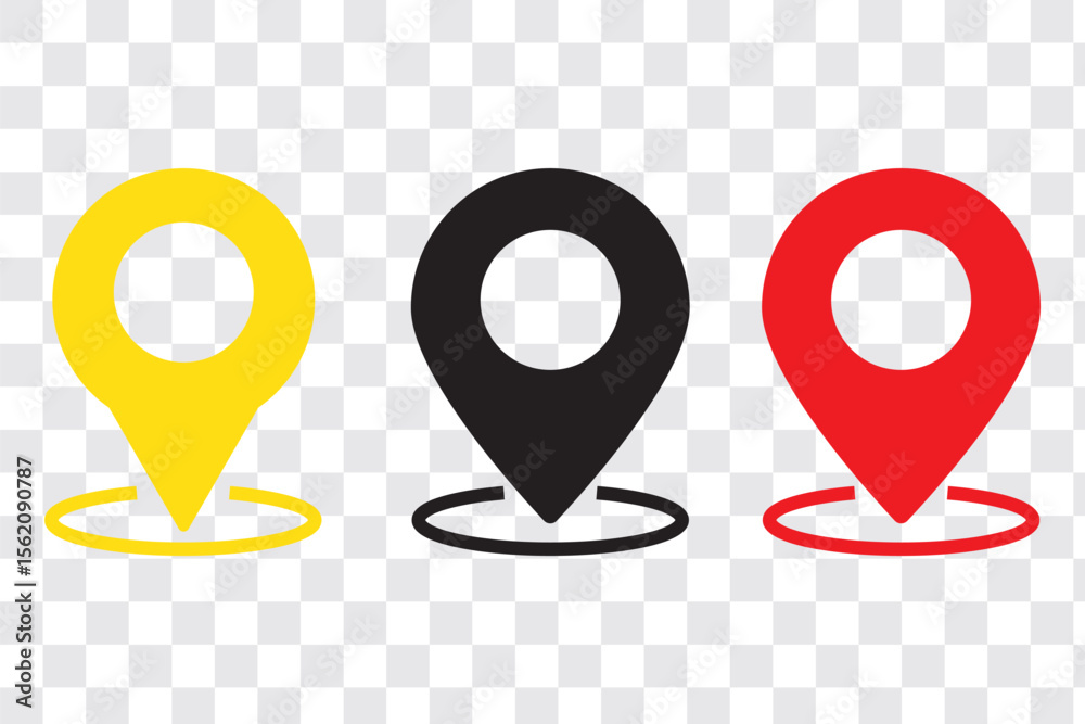 Poster set of location pin icons. map marker pointer symbols, gps location. navigation map, location naviga
