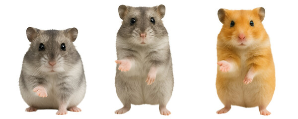 Three Hamsters Asking for Mercy &ndash; Conceptual Image on the Theme of &ldquo;Hamster Shaving&rdquo; (Stock Market Slang) &ndash; Isolated on Transparent Background