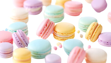Fototapeta premium Delightful Pastel Macarons A Sweet Collection of Colorful French Delights
