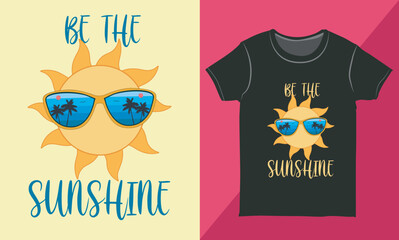 Summer Typography T-shirt with Hand-drawn Sun Illustration, Sun Vector for Fashion, Funny Summer Shirt, Colorful Summer Graphic for Print