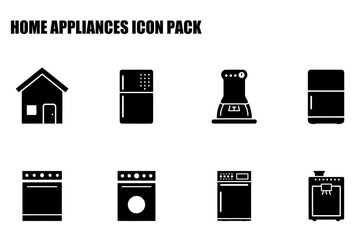 Home appliance icons for a modern kitchen. Simple, flat design illustrations of various kitchen appliances displayed against a plain white background.