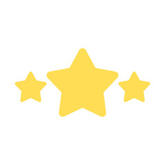 three gold stars icon for rating, vector illustration of icons on transparent background