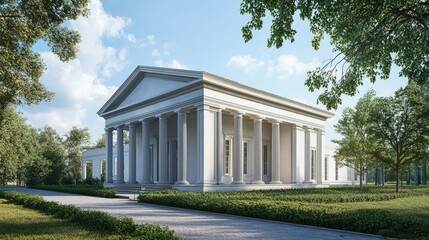 Obraz premium Neoclassical Mansion Architectural Design Rendering