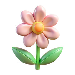 Naklejka premium Pink flower 3d render isolated on transparent background
