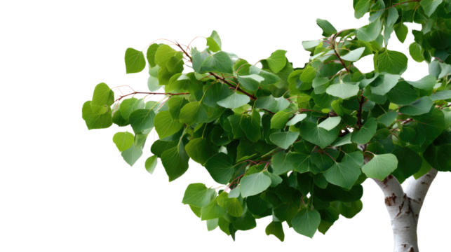 Aspen Tree Foliage in Sunlight: Capturing the vibrant essence of nature, this shot presents the lush, heart-shaped leaves of an aspen tree, illuminated by the soft glow of sunlight.