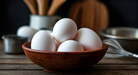 Raw Organic White Eggs Ready to Bake With