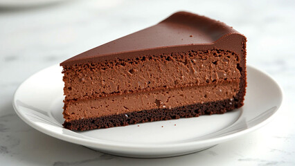 Decadent Layered Chocolate Mousse Cake Slice