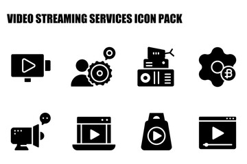 Video streaming services icon pack. user interface elements for digital media platforms.
