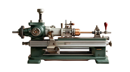 Vintage Lathe: A detailed shot of an antique metal lathe, a tool of precision and craftsmanship, showcasing the intricate mechanical design and industrial elegance.