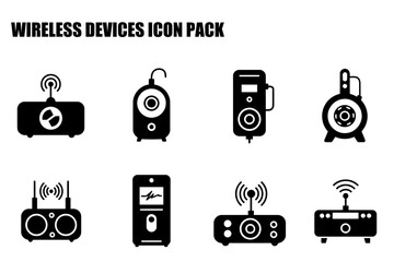 Wireless devices icon set for technical illustrations