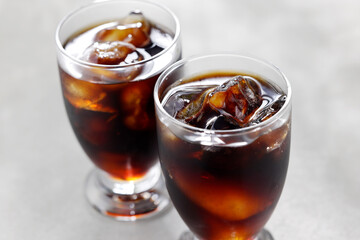 グラスに注いだアイスコーヒー　Iced coffee served in a glass