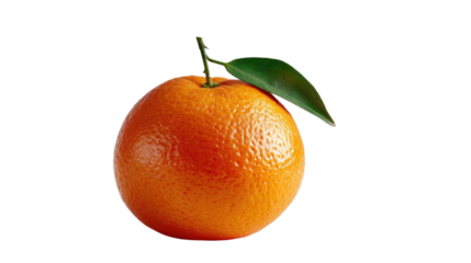 Orange with Green Leaf: A close-up shot features a single, ripe orange, complete with a fresh green leaf, showcasing the vibrant color and texture of the fruit.