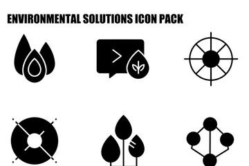 Environmental solutions icon pack. abstract graphic representations of environmental solutions.