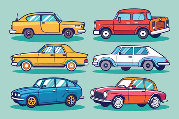 set of colorful cars