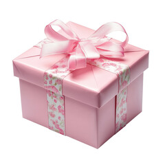 Fototapeta premium pink gift box isolated on transparent background cutout