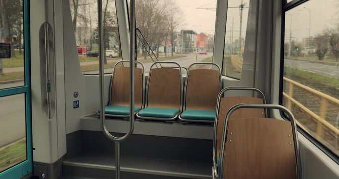 Tram in a city modern interior