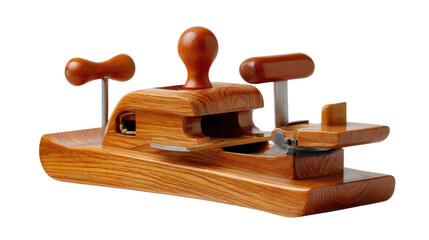 Wooden Boat Toy: A charming handcrafted wooden toy boat, meticulously detailed with a polished finish, features intricate craftsmanship and appealing design.