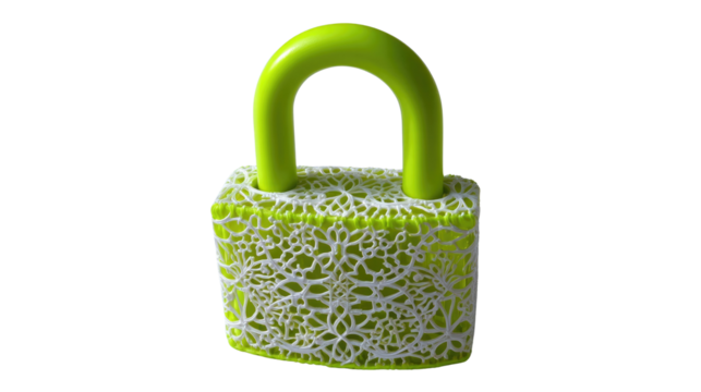 The Intricate green Lock: This artistic and modern lock in vibrant shades of green, showcasing a blend of security and style. The unique design suggests protection and innovation.