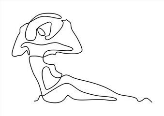 Minimalist One Line of a Female Figure.  line icon-continuous line drawing. Editable stroke.