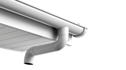 Modern Eaves Drainage System: A close-up shot highlighting the sleek design of a modern eaves drainage system, a testament to contemporary building innovation.