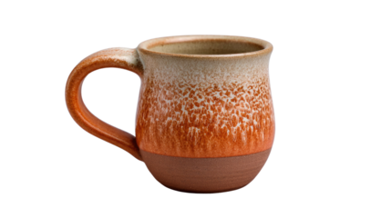 Ceramic Mug in Rustic Earth Tones: A detailed shot showcases a beautiful handmade ceramic mug, displaying a blend of earthy colors, highlighting its unique design and rustic texture.