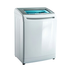 Glossy Washing Machine Closed Door with Gentle Reflection Isolated on Transparent Background