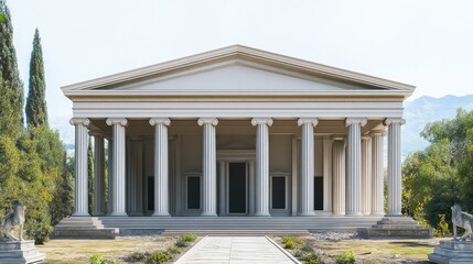 Obraz premium Majestic Greek Temple Architecture: A Digital Rendering of Classical Grandeur