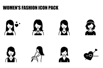 Women's fashion icons in various poses and outfits. Diverse female figures in formal and casual wear, showing various styles and actions.