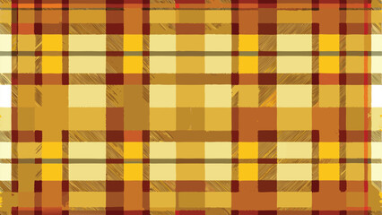 Obraz premium Warm yellow and brown plaid pattern with textured lines tartan background