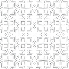 Seamless geometric pattern with star and square motifs in dark gray background texture