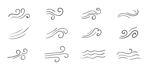 Hand-drawn steam and smoke icons including aroma waves. heat swirls. cooking vapor. scent. stink. and doodle-style fumes. 