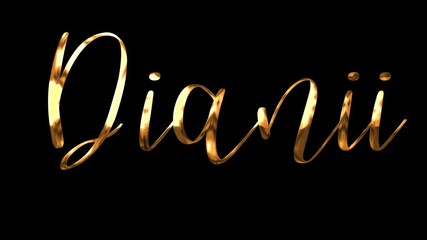 Gold diannii name logo on a black background.