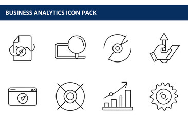 Business analytics icons for a digital marketing or business intelligence professional in a modern office setting.