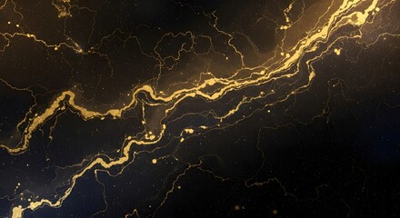 Modern Black and Gold Abstract Marble Pattern - Premium Decorative Texture.