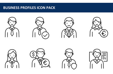 Business profiles of diverse professionals in formal attire, various poses against a plain background.