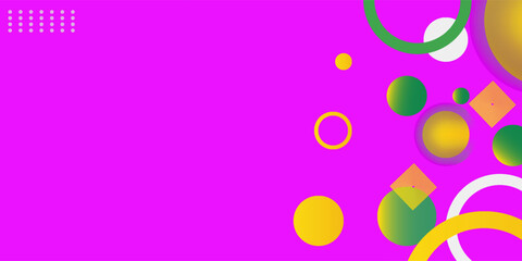 pink yellow and green circle banner background. Vector abstract graphic design banner pattern background template.