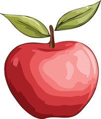 red apple with leaf