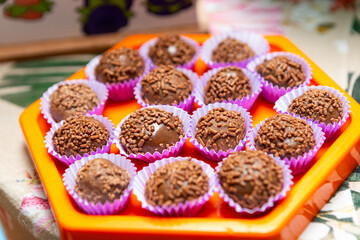 details of chocolate sweets, very popular at birthday parties in rio de janeiro.
