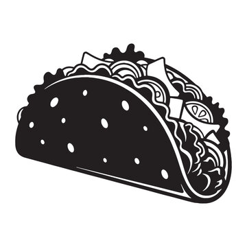 black and white taco with toppings clip art preview