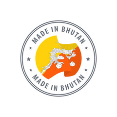 Bhutan - Nation Label Icon. Country Flag Sticker. Vector illustration.