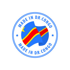 Democratic Republic of the Congo - Nation Label Icon. Country Flag Sticker. Vector illustration.